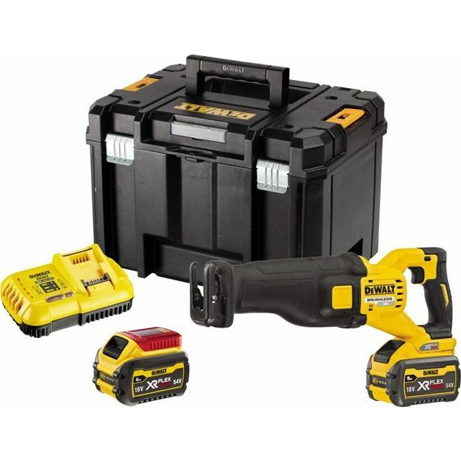 DeWalt DCS389T2-QW Akkumulátoros Orrfűrész - 54 V 54 V, Szénkefementes, 2 x 6 Ah Akku + Töltő, TSTAK Kofferben (DCS389T2-QW)