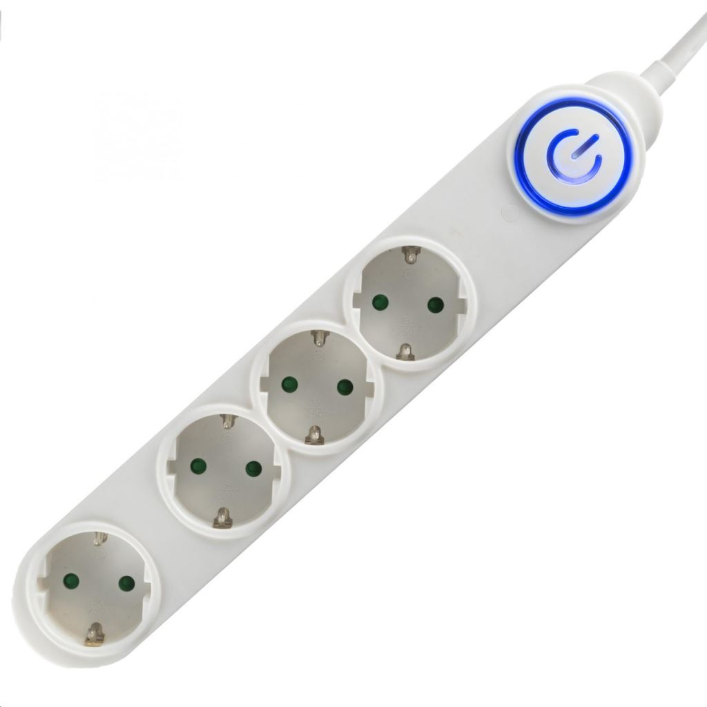 Somogyi 4-es elosztó talpkapcsolóval, 1,5m, fehér (NV 04TK/WH) (NV 04TK/WH)