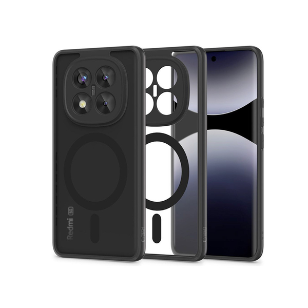 Tech-Protect Magmat Magsafe szilikon tok - Xiaomi Redmi Note 14 Pro 5G/Poco X7  5G - fekete/átlátszó