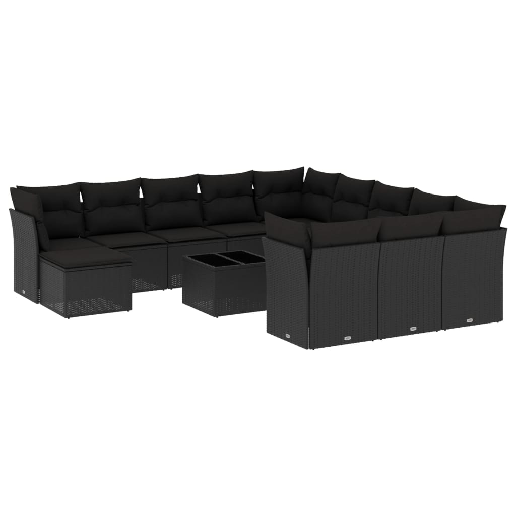 13 részes fekete polyrattan kerti ülőgarnitúra párnákkal (3250474)