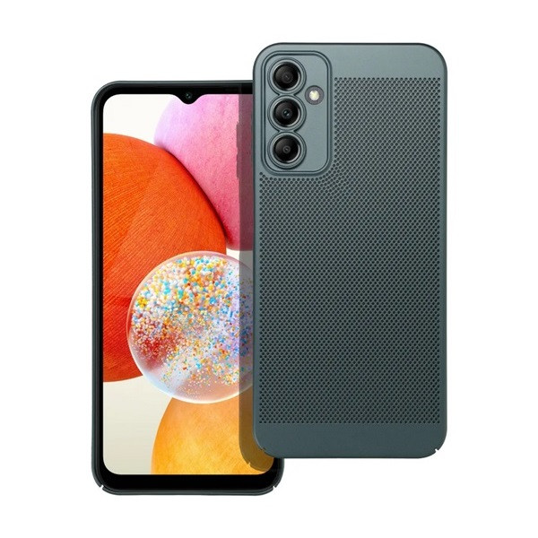 Samsung Galaxy A14 4G / A14 5G SM-A145F / A146B, Műanyag hátlap védőtok, légáteresztő, lyukacsos minta, Breezy, sötétzöld (G142654)