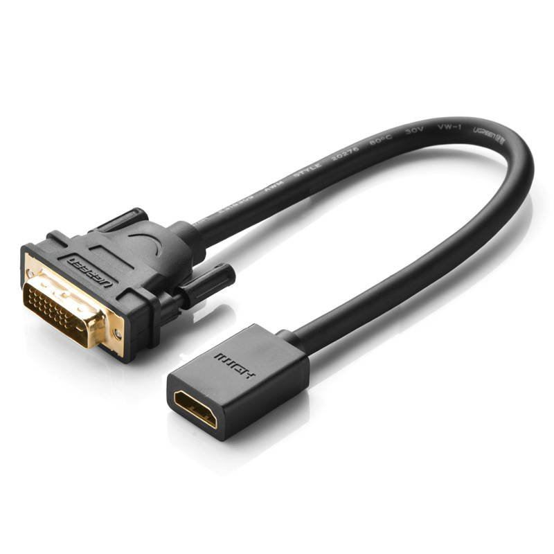 Adaptér DVI Ugreen 20118 na HDMI čierny 15 cm (UG20118)