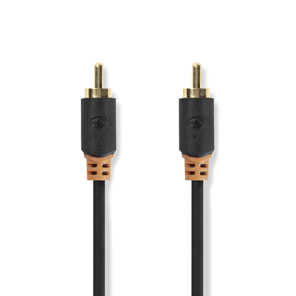 Nedis RCA Dugasz x2, aranyozott, PVC, antracit, digitális audio kábel, 2m (CABW24170AT20) (CABW24170AT20)