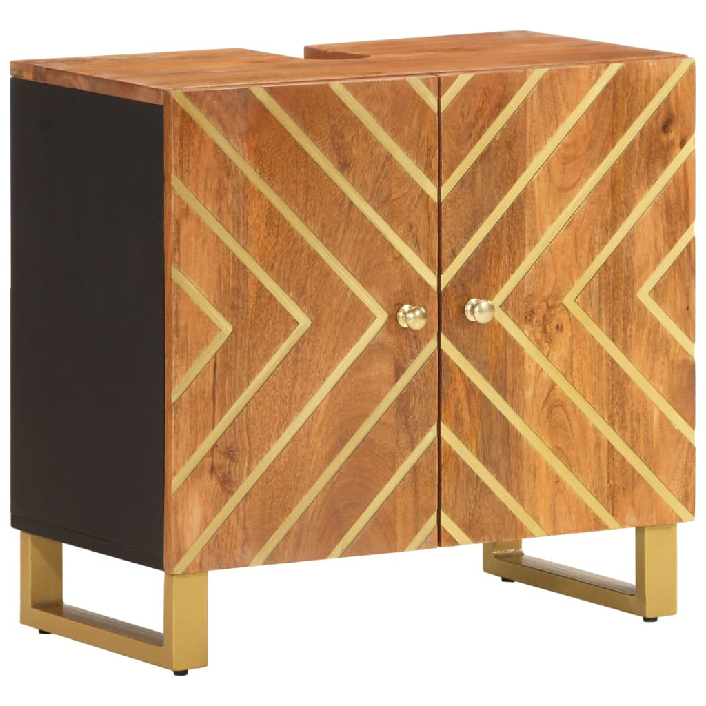 barna és fekete tömör mangófa fürdőszoba mosdószekrény (356802)