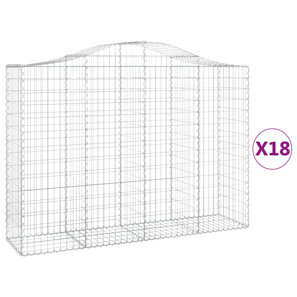 18 db íves horganyzott vas gabion kosár 200x50x140/160 cm (3145696)