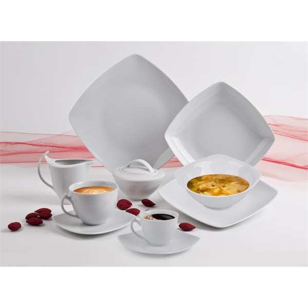 Rotberg 1200QFE002 Quadrate Lapostányér 25 cm - Fehér (6 db)