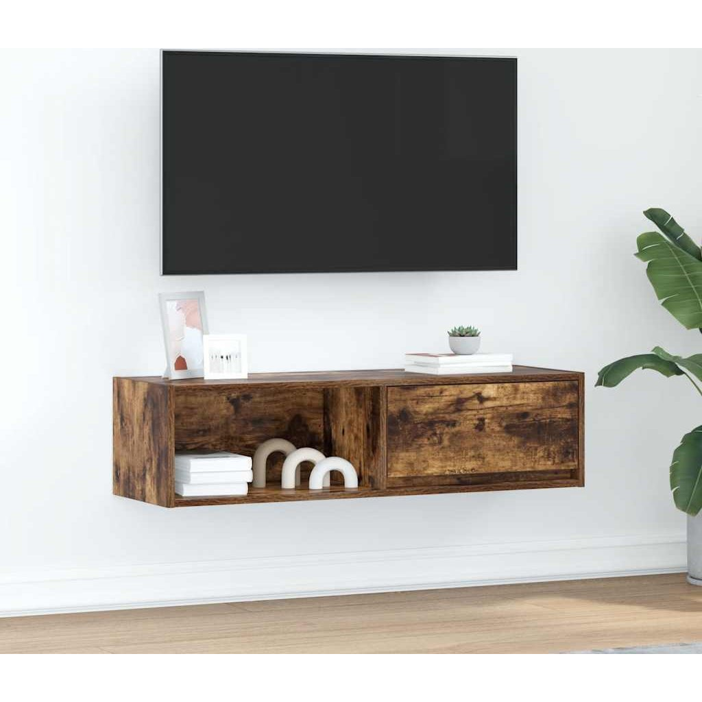 füstös tölgy színű szerelt fa TV-szekrény 100x31x25,5cm (861480)