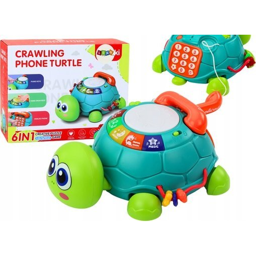 Interaktív Oktató Teknős Telefon - 6in1, Fényekkel, Zöld (19700)