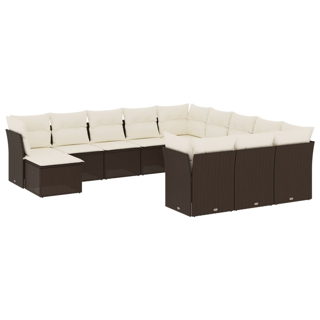 12 részes barna polyrattan kerti ülőgarnitúra párnákkal (3218633)