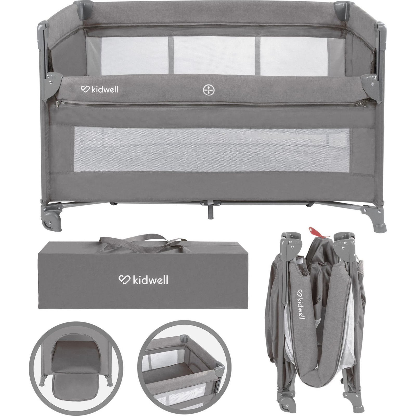 Kidwell BLISSY LIFT utazóágy, szürke (LOTUBLI01A3)