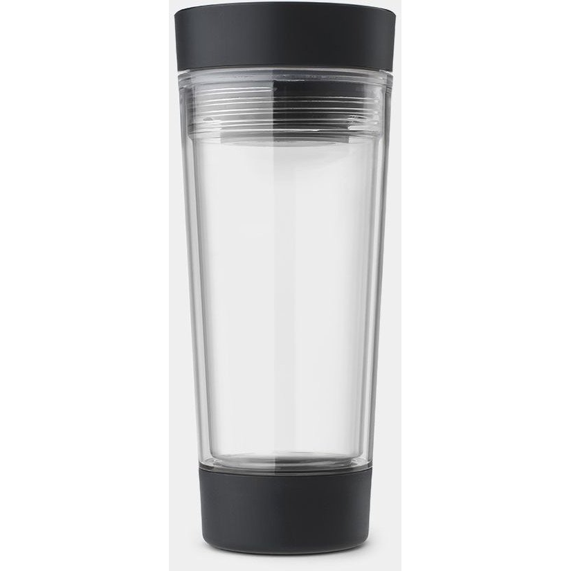 Brabantia Make & Take Travel Tea Cup duplafalú termoszbögre 360ml, szivárgásmentes, snap lid fedél, beépített teafilter tartó, sötétszürke - 228766 (228766)