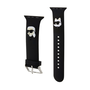 CG MOBILE KARL LAGERFELD KARL AND CHOUPETTE HEAD NFT pótszíj (egyedi méret, kicsi, szilikon, fém csat) FEKETE Apple Watch Series 5 40mm / Watch Series 4 40mm / Watch Series 3 38mm (KLAWMSLKCNK)