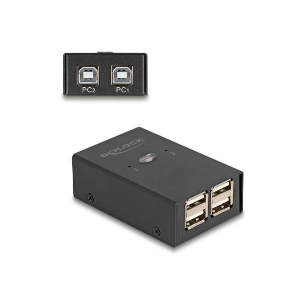 Delock USB 2.0 kapcsoló 2 PC - 4 eszköz (11505)