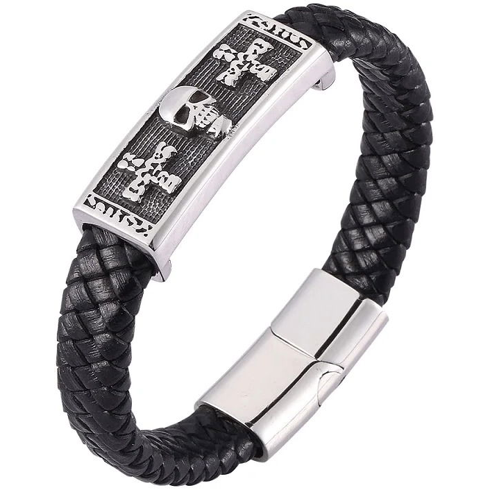 Predator Q1 bőr karkötő - koponya 19,5cm PD0483-2/V (8596544005219)