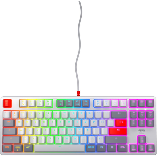 CHERRY K4V2 TKL toetsenbord Gamen USB QWERTY Amerikaans Engels Grijs, Licht Grijs, Rood