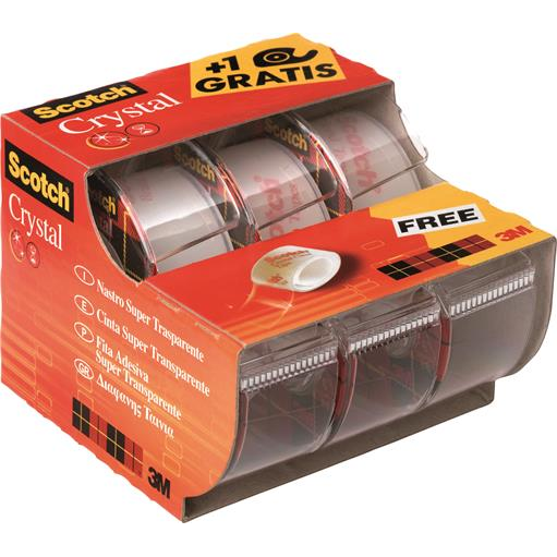 Lepicí páska 3M s odvíječem „Křišťál“, 2+1 zdarma, 19 mm x 7,5 m