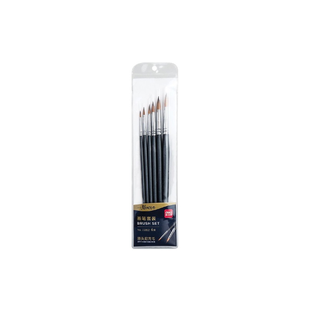 Deli Arte Nuevo Kerek sörtés szintetikus 6 darabos Ecset készlet 2-12mm - Kék (DEL73892)