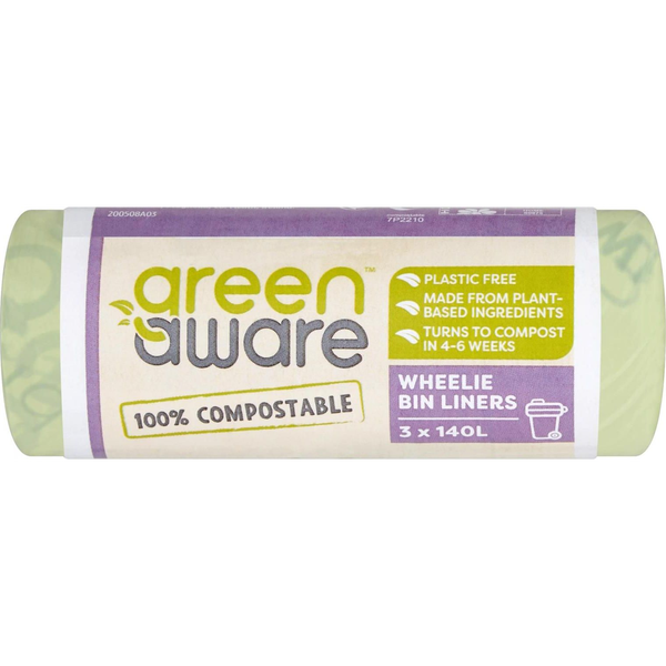 GreenAware GreenAware, Kompostowalne worki na odpady spożywcze, 140L, 3 szt.