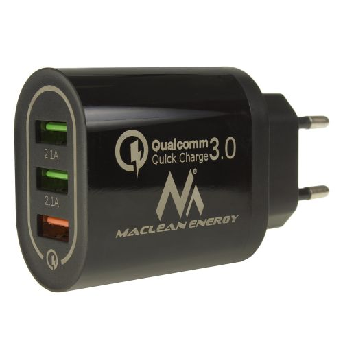 Maclean Energy MCE479B 3xUSB-A Hálózati töltő - Fekete (18W) (MCE479 B)
