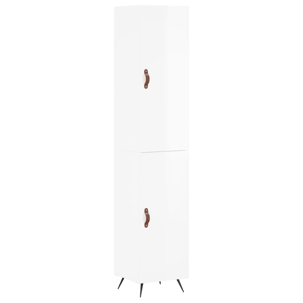 magasfényű fehér szerelt fa magasszekrény 34,5 x 34 x 180 cm (3198763)