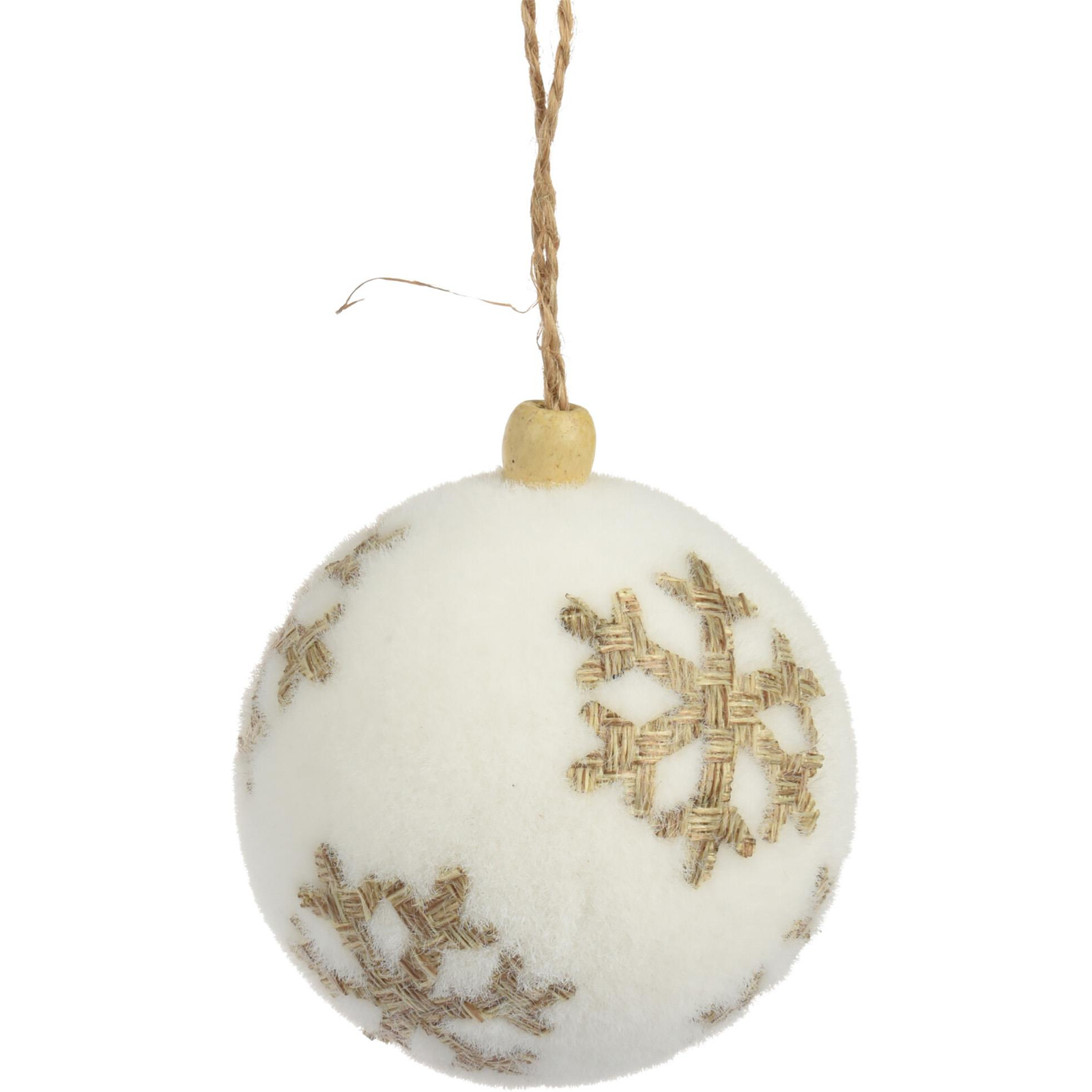 H&L karácsonyi díszgömb 8cm, fehér szalma hópehely (A641-VL-00)