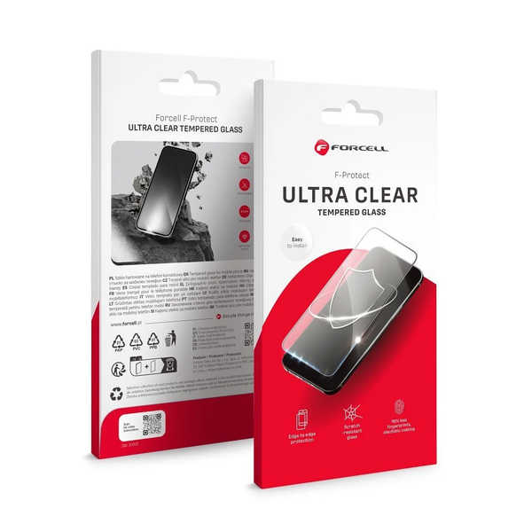 Xiaomi Redmi 13C készülékhez Forcell Ultra Clear Glass edzett üvegfólia fekete