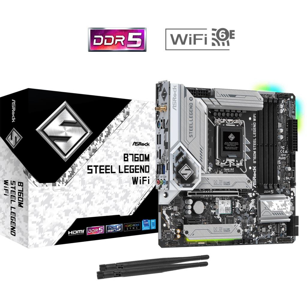 ASRock B760M Steel Legend WiFi alaplap (90-MXBL70-A0UAYZ) (90-MXBL70-A0UAYZ)