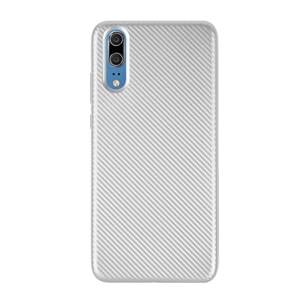 Szilikon telefonvédő (karbon minta) EZÜST [Huawei P20] (5996457760282)