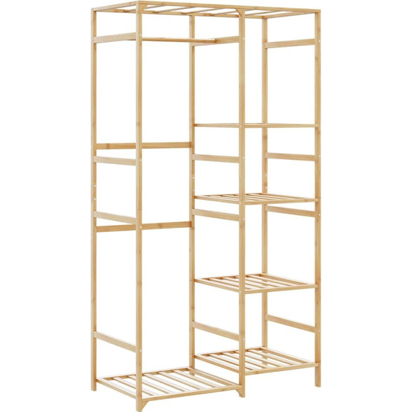 bambusz ruhaállvány polcokkal 100x50x184,5 cm