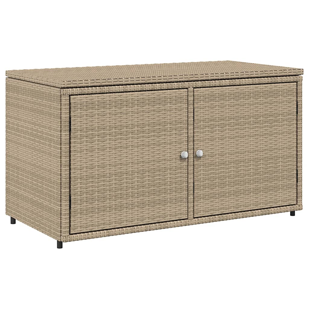 bézs polyrattan kerti tárolószekrény 110 x 55 x 60,5 cm (365570)