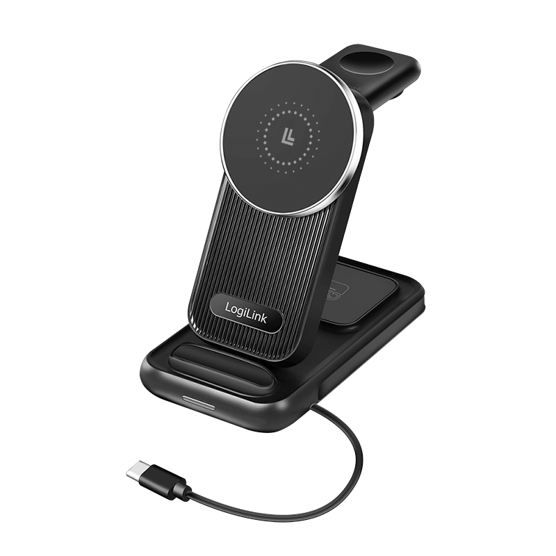 Logilink 4 az 1-ben töltőállomás, Apple MagSafe kompatibilis, max. 20,5 W, fekete (PA0292) (PA0292)