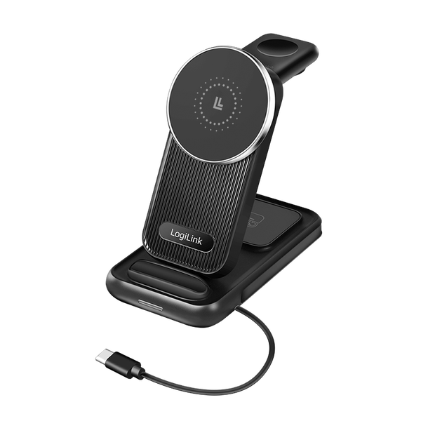 LogiLink PA0292 Caricabatterie per dispositivi mobili Auricolare, Smartphone, Orologio intelligente Nero dC Carica wireless Ricarica rapida Interno
