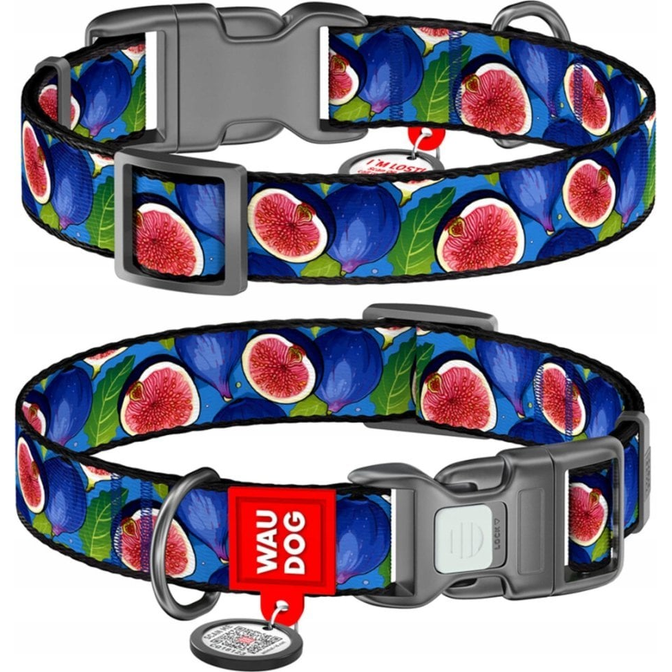 Nylon dog collar with QR code Waudog