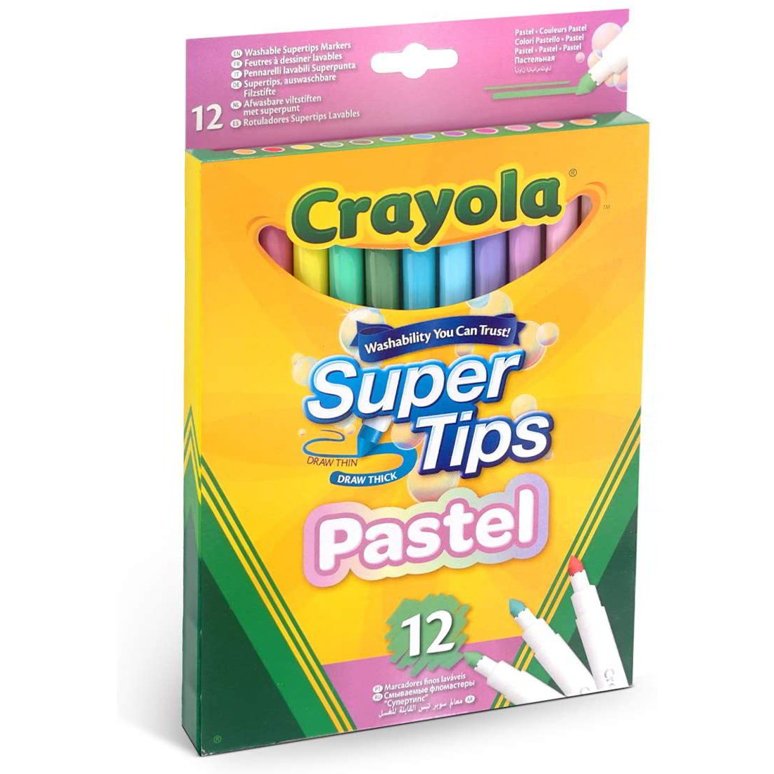 Crayola Super Tips pasztell filctoll készlet - Vegyes színek (12 db / csomag) (7515)