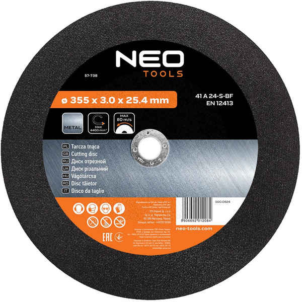 Tarcza tnąca do metalu 355 x 3.0 x 25.4 mm 41 A 24-S-BF