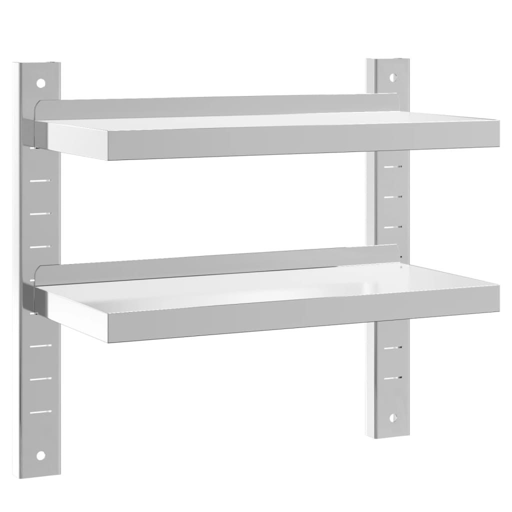 2 szintes ezüst rozsdamentes acél fali polc 50 x 23,5 x 60 cm (30317)