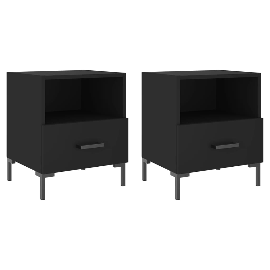 2 db fekete szerelt fa és vas éjjeliszekrény 40 x 35 x 47,5 cm (827439)