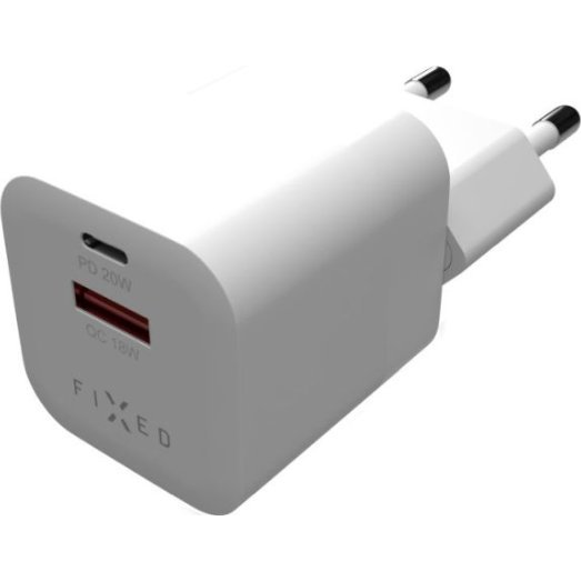 FIXED PD Rapid Charge Mini USB-C + USB - PD, QC 3.0, 20W, fehér ( )