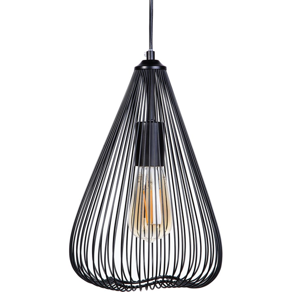 Lámpara Colgante De Metal Con Pantalla De Jaula De Alambre Negro Diseño Industrial Conca - Negro
