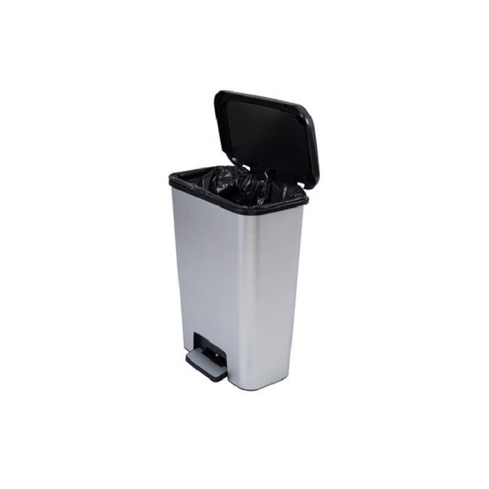Curver Compatta 50 literes pedálos műanyag szemetes - Fekete/Ezüst (249811)