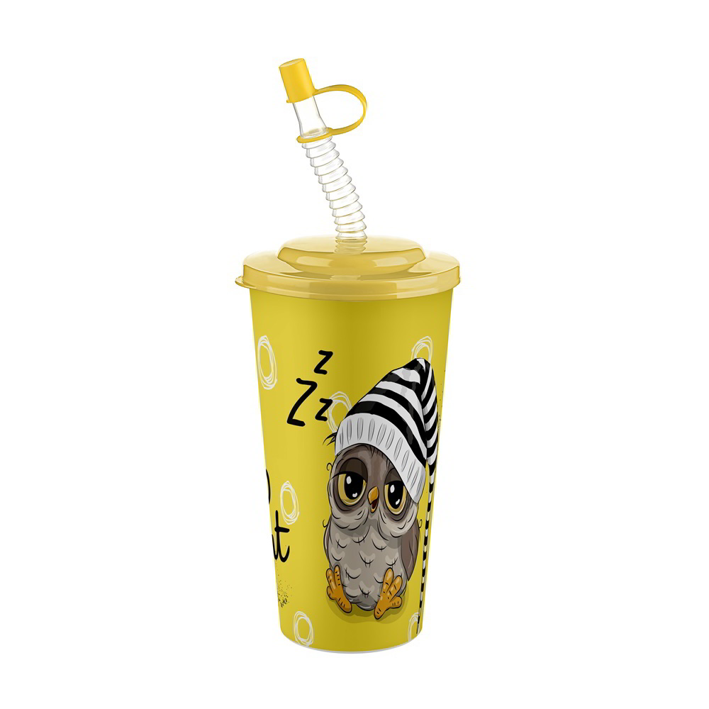 Titiz Iris Cute 650ml Műanyag Gyerek pohár szívószállal - Mintás (AP-9128)