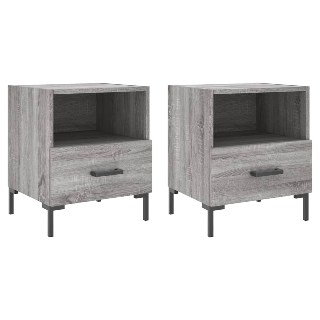 2 db szürke sonoma színű szerelt fa éjjeliszekrény 40x35x47,5cm (827449)