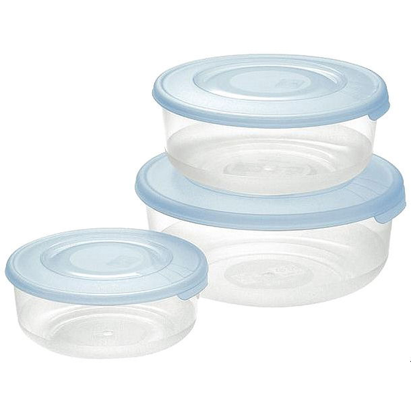 Tontarelli Ételtároló doboz, kerek, kék, 3 db