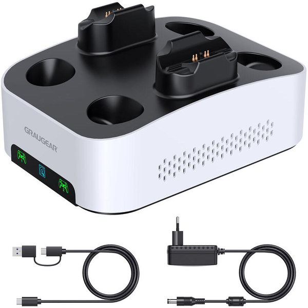 GRAUGEAR Gaming Festplattenge. USB-C m. Dual Ladestation PS5