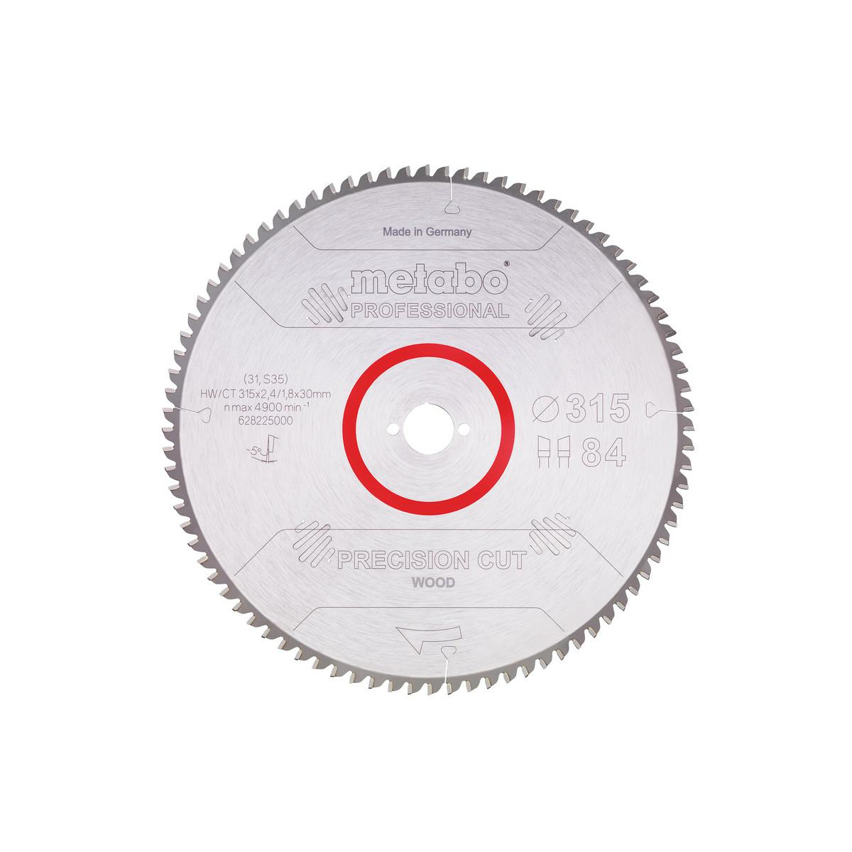 Metabo 628225000 Körfűrészlap 315 mm Fogak száma (collonként): 84 1 db (628225000)