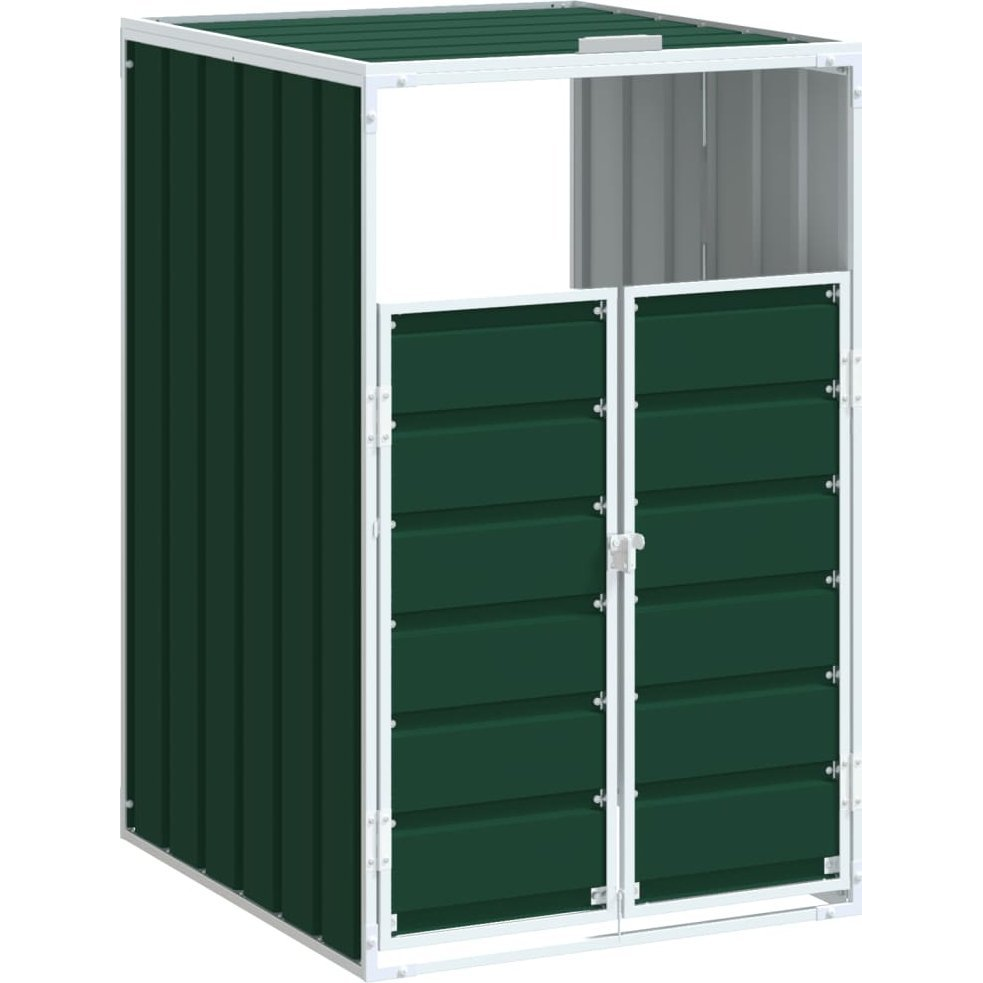 zöld acél kerekes tároló 1 szemeteskukához 72 x 81 x 115 cm (4006171 VidaXL)