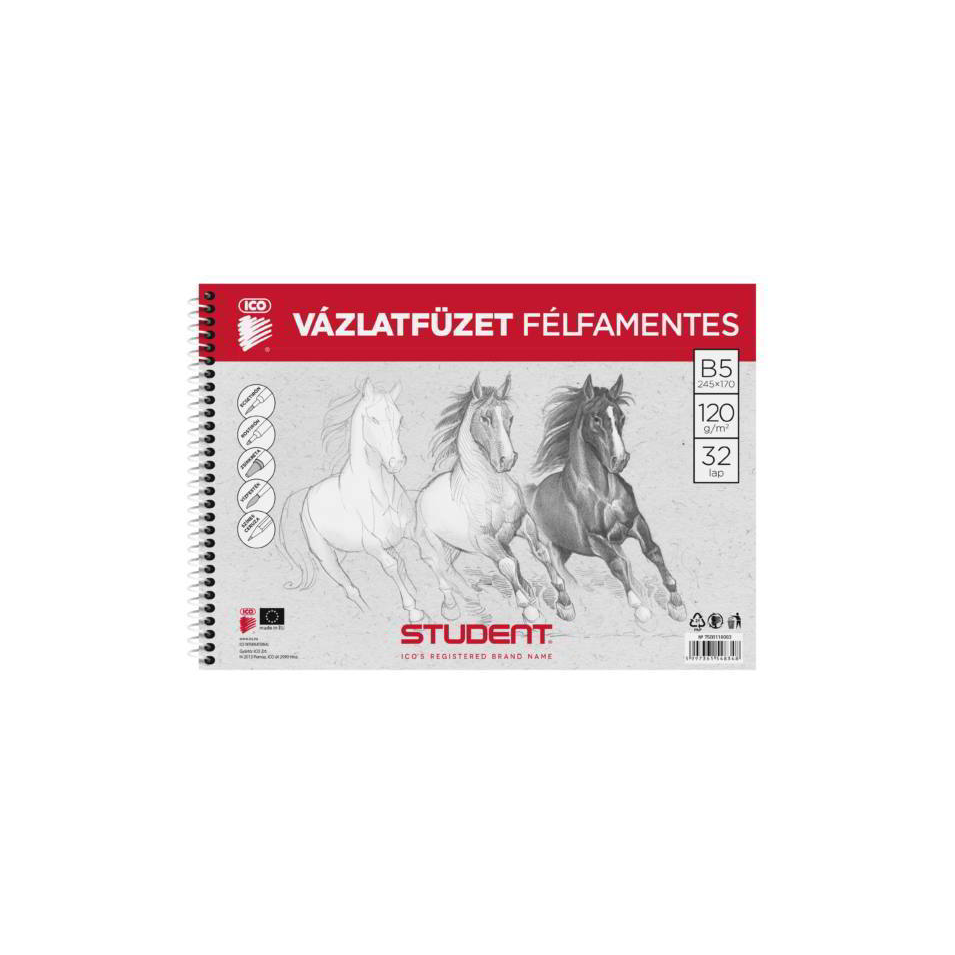 ICO Student 32 lapos B5 félfamentes vázlatfüzet (7500118003)