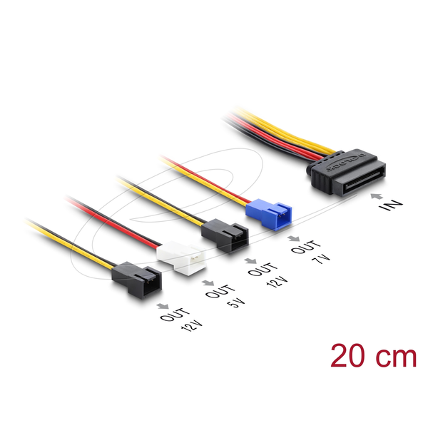 Delock Napájací kábel SATA 15 pin na 4x 2-pin ventilátor, 20cm Delock 80656