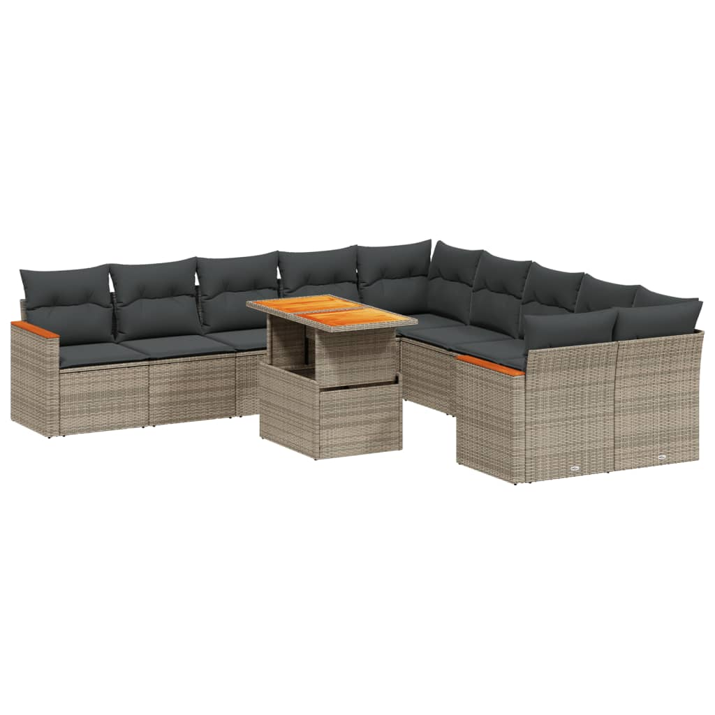 11 részes szürke polyrattan kerti ülőgarnitúra párnákkal (3273265)
