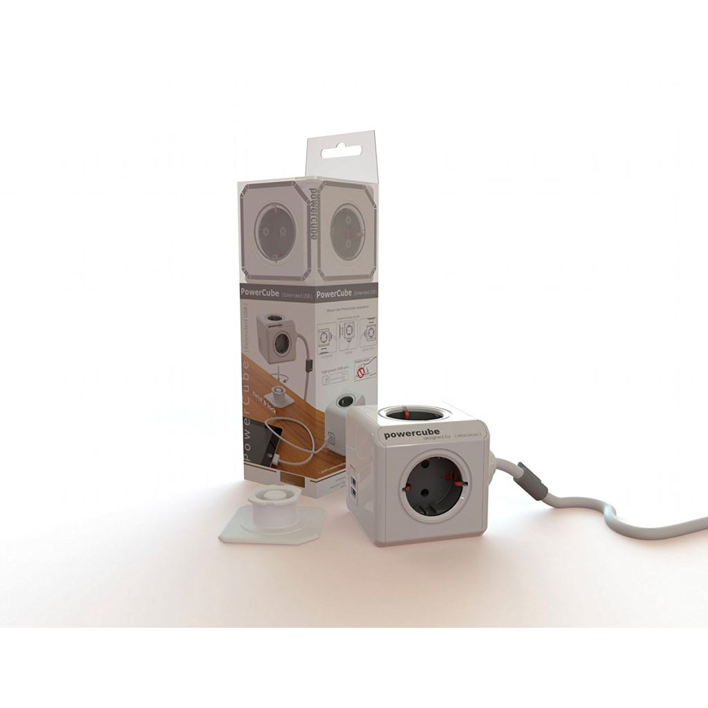 Allocacoc PowerCube Extended USB hálózati elosztó 3m fehér-szürke (1407/DEEUPC) (1407/DEEUPC)